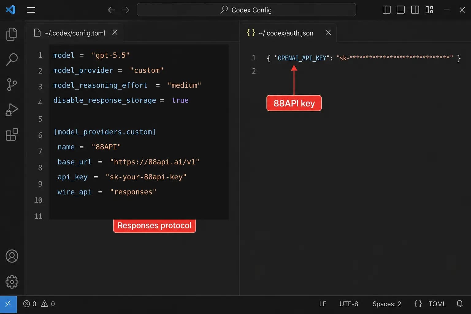 Codex client configuration file example