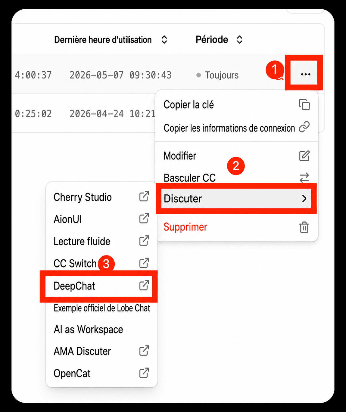 Sélectionnez DeepChat
